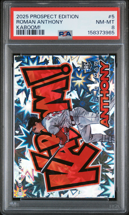 Roman Anthony 2025 PAnini Prospect Edition Kaboom PSA 8 Nm-Mint