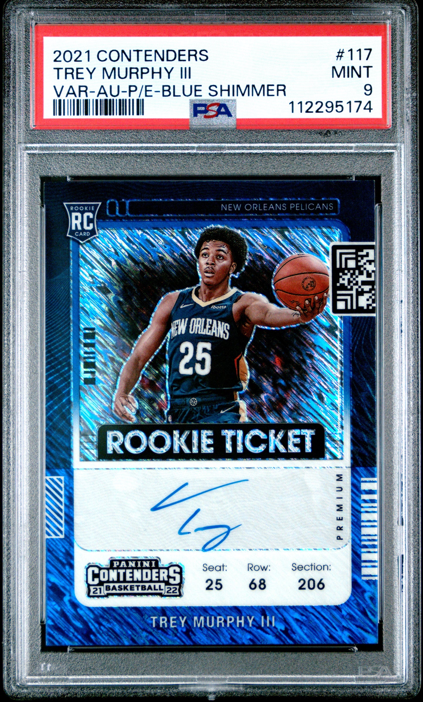 Trey Murphy III 2021 Panini Contenders Blue Shimmer Auto #17/20 PSA 9 Mint