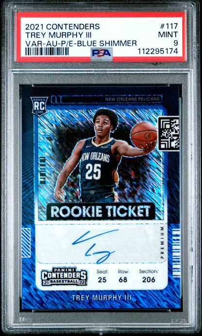 Trey Murphy III 2021 Panini Contenders Blue Shimmer Auto #17/20 PSA 9 Mint