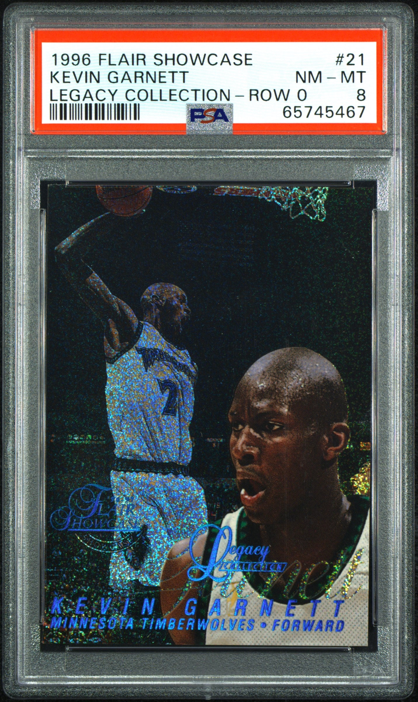 Kevin Garnett 1996 Flair Showcase #21 Legacy Collection #64/150 PSA 8 Nm-Mint