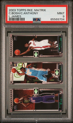 Lebron James + Bosh + Anthony 2003 Topps Rookie Matrix PSA 9 Mint