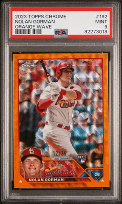 Nolan Gorman 2023 Topps Chrome Orange Wave #192 #12/25 PSA 9 Mint