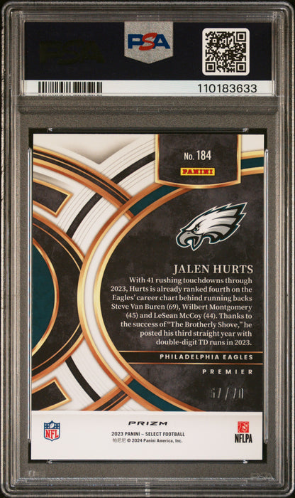 Jalen Hurts 2023 Panini Select Dragon Scale Prizm #67/70 PSA 10 Gem Mint