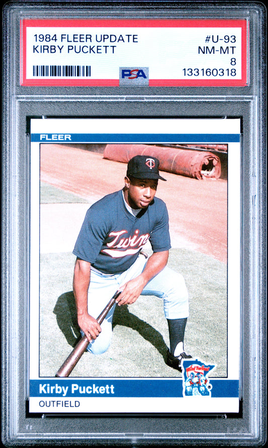 Kirby Puckett 1984 Fleer Update Rookie #U93 PSA 8 Nm-Mint