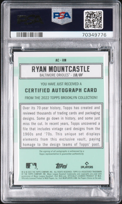 Ryan Mountcastle 2022 Topps Brookyln Collection Autograph Red #4/5 PSA 10 Gem Mint