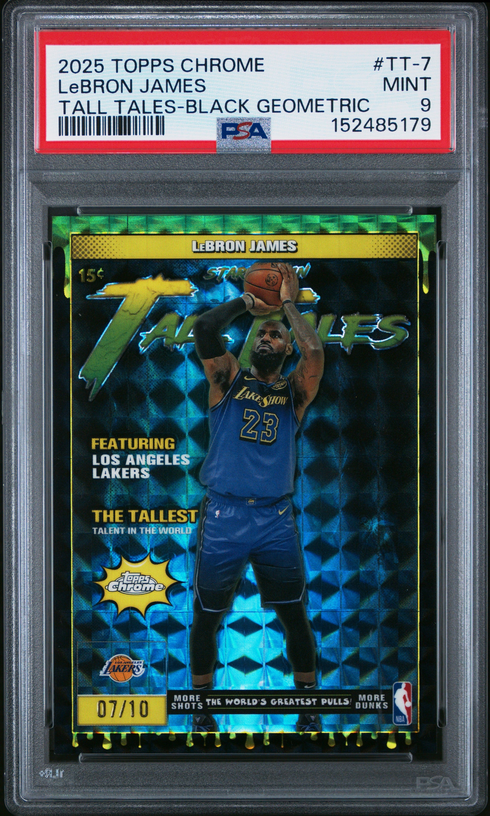 Lebron James 2025 Topps Chrome Tall Tales Black Geometric #7/10 PSA 9 Mint
