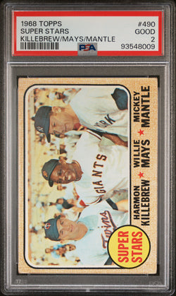 Mickey Mantle/Willie Mays/Harmon Killebrew 1968 Topps #490 PSA 2 Good