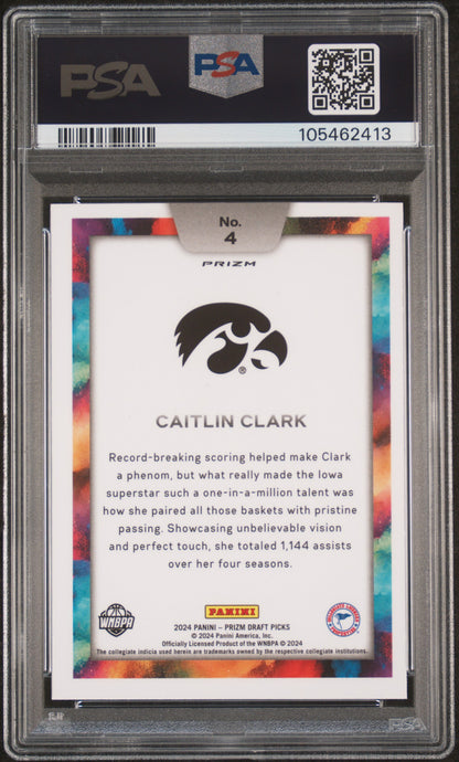 Caitlin Clark 2024 Panini Prizm Draft Picks Color Blast PSA 10 Gem Mint