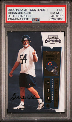 Brian Urlacher 2000 Playoff Contenders Rookie Auto PSA 8 Auto 10