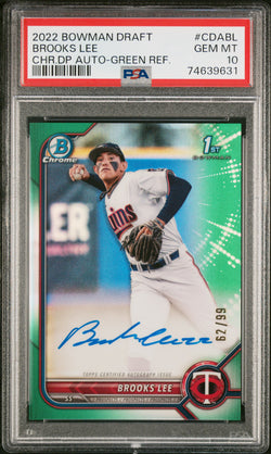 Brooks Lee 2022 Bowman Chrome Draft Green Refractor Auto #62/99 PSA 10 Gem Mint