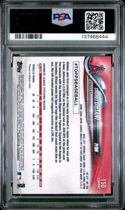 Shohei Ohtani 2018 TOpps Chrome Rookie #150 PSA 10 Gem Mint 8444