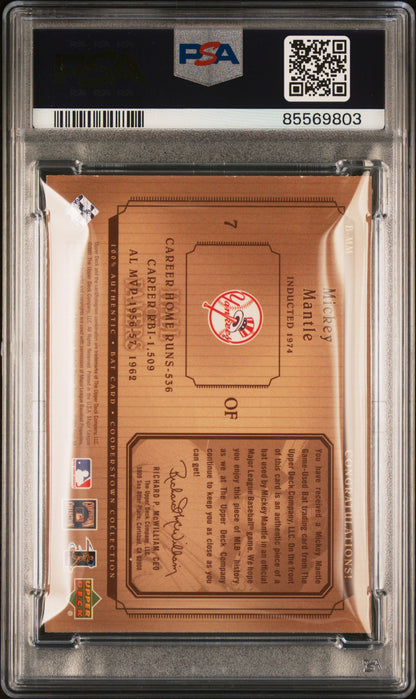 Mickey Mantle 2001 Upper Deck Hall of Famers Bat PSA Authentic