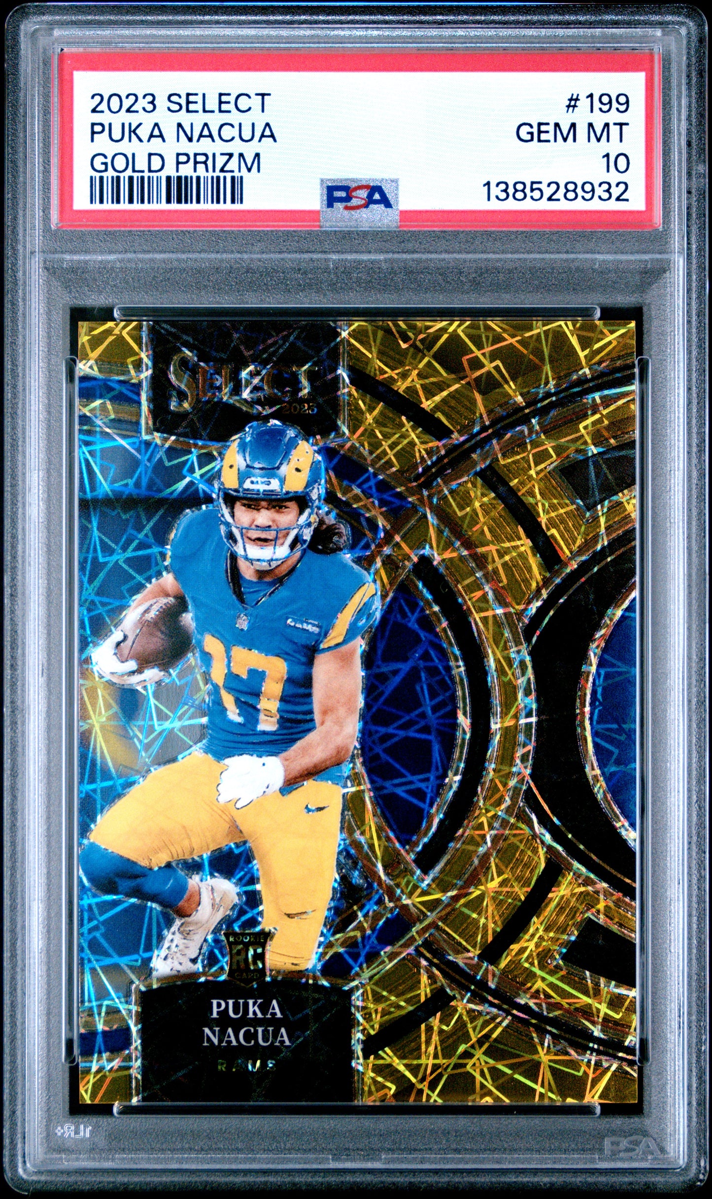 Puka Nacua 2023 Select Rookie #199 Gold Prizm #6/10 PSA 10 Gem Mint
