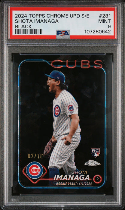 Shota Imanaga 2024 TOpps Chrome Update Sapphire Black #2/10 PSA 9 Mint