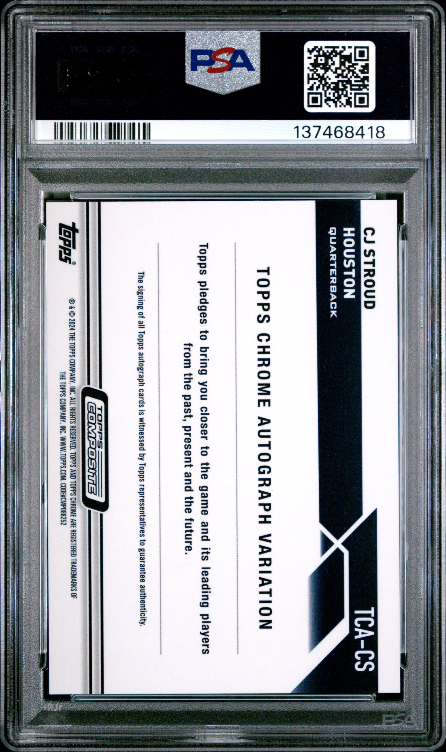 C.J. Stroud 2023 Topps Composite Chrome Rookie Auto PSA 9 Mint