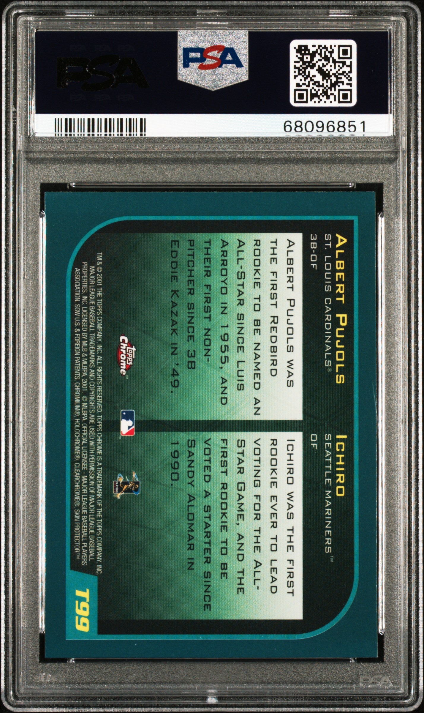 Ichiro + Albert Pujols 2021 Topps Chrome Traded #T99 PSA 10 Gem Mint