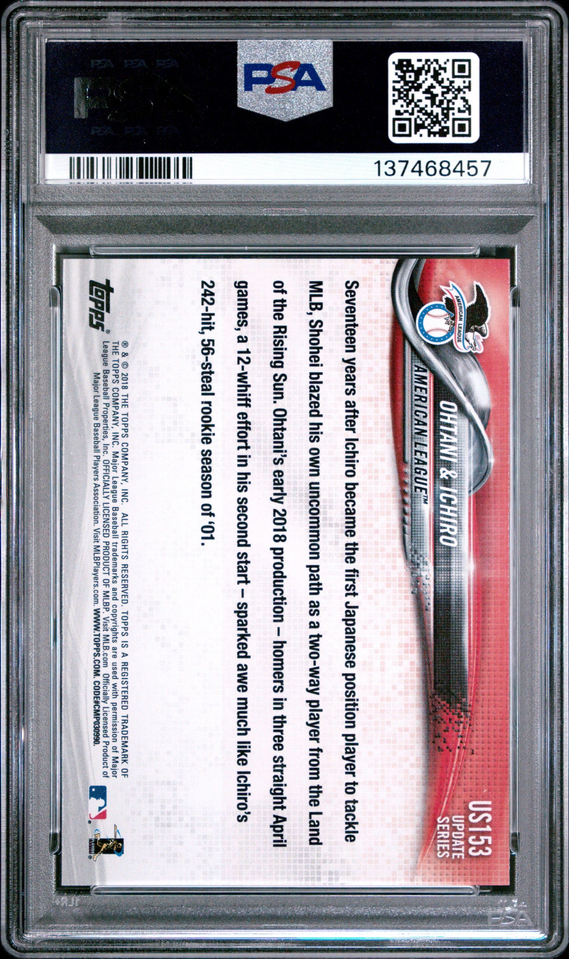 Shohei Ohtani + Ichiro 2018 Topps Update #US153 PSA 10 Gem Mint 8457