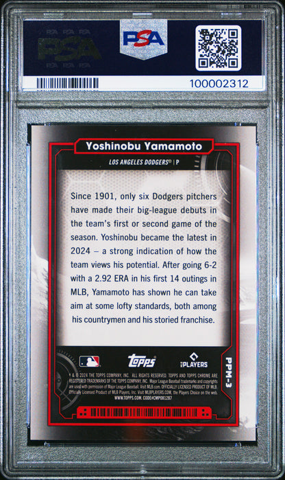 Yoshibobu Yamamoto 2024 Topps Chrome Cosmic Planetary Pursuit PSA 10 Gem Mint