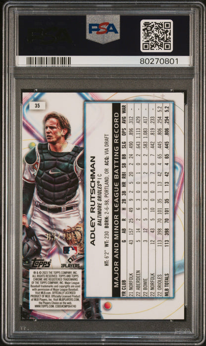 Adley Rutschman 2023 Topps Chrome Cosmic Orange Galactic Refractor #3/25 PSA 8 NM-MINT