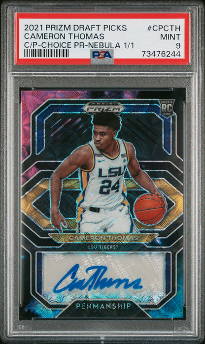 Cameron Thomas 2021 Panini Prizm Draft Picks Choice Nebula Auto #1/1 PSA 9 Mint