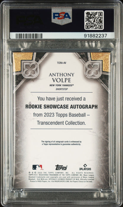 Anthony Volpe 2023 Topps Transcendent Emerald Auto #1/5 PSA 9 Auto 10