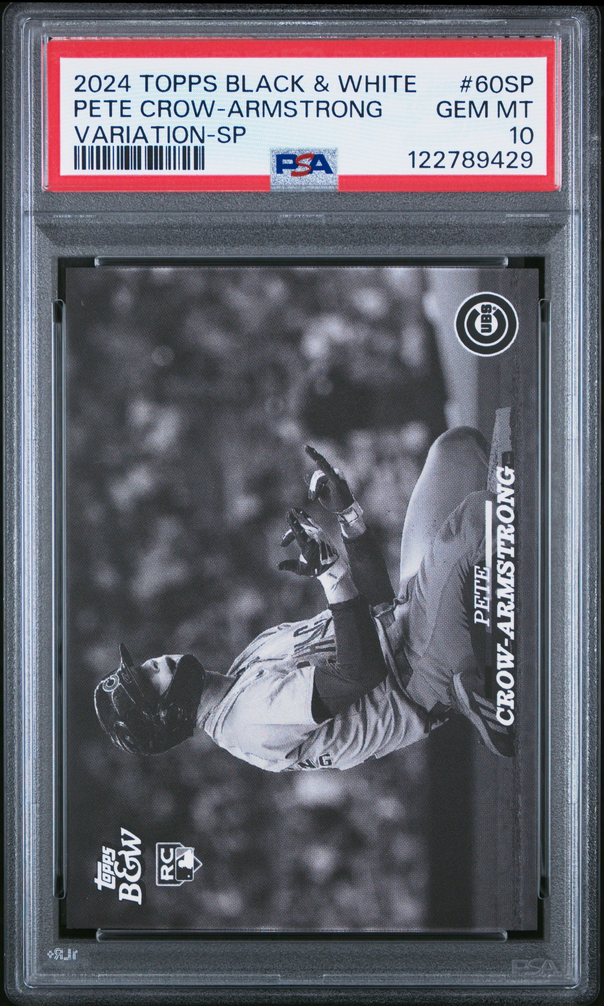Pete Crow-Armstrong 2024 Topps Black and White Variation SP Rookie PSA 10 Gem Mint