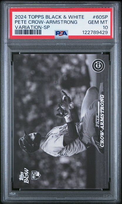 Pete Crow-Armstrong 2024 Topps Black and White Variation SP Rookie PSA 10 Gem Mint