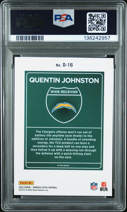 Quentin Johnson 2023 Donruss Optic Rookie Downtown PSA 10 Gem Mint