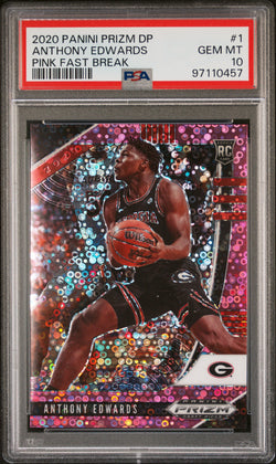 Anthony Edwards 2020 Panini Prizm Draft Picks #1 Fast Break Pink #23/25 PSA 10 Gem Mint