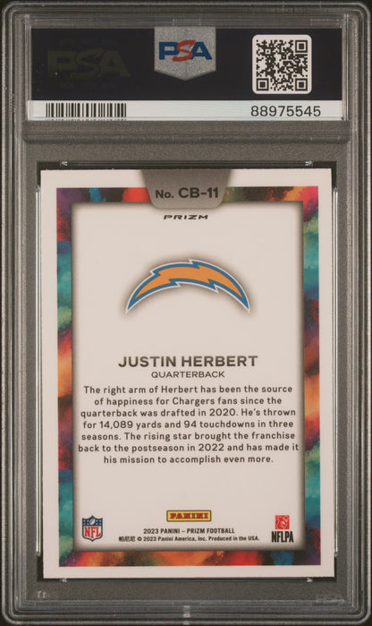 Justin Herbert 2023 Panini Prizm Color Blast #CB11 PSA 10 Gem Mint