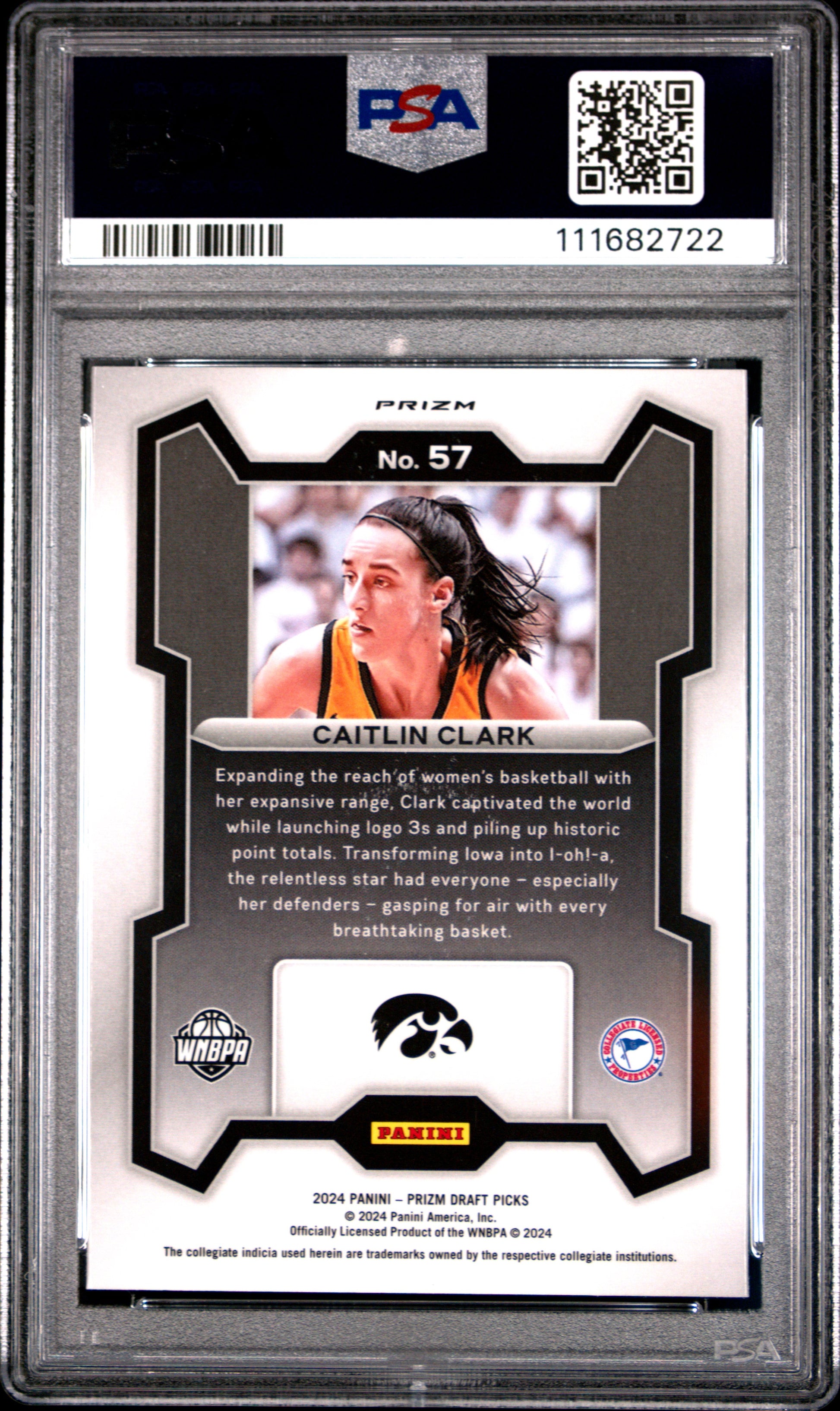Caitlin Clark 2024 Panini Prizm Draft #57 Red Ice PSA 10 Gem Mint