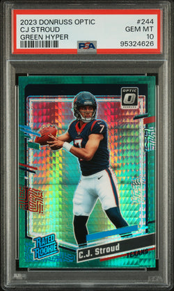 C.J. Stroud 2023 Donruss Optic #244 Green Hyper PSA 10 Gem Mint