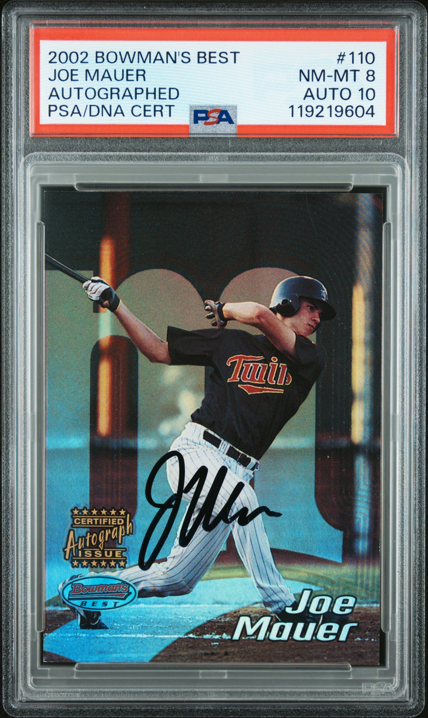 Joe Mauer 2002 Bowmans Best Rookie Auto PSA 8 Auto 10 9604