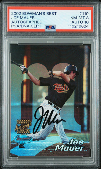 Joe Mauer 2002 Bowmans Best Rookie Auto PSA 8 Auto 10 9604