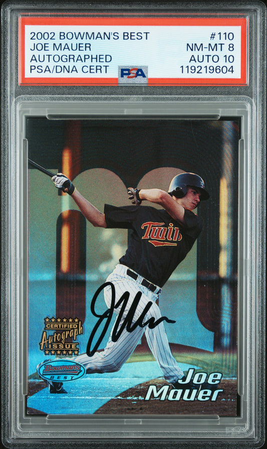 Joe Mauer 2002 Bowmans Best Rookie Auto PSA 8 Auto 10 9604