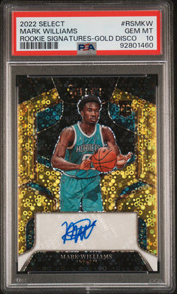 Mark Williams 2022 Panini Select Rookie Signatures Gold Disco #9/10 PSA 10 Gem Mint