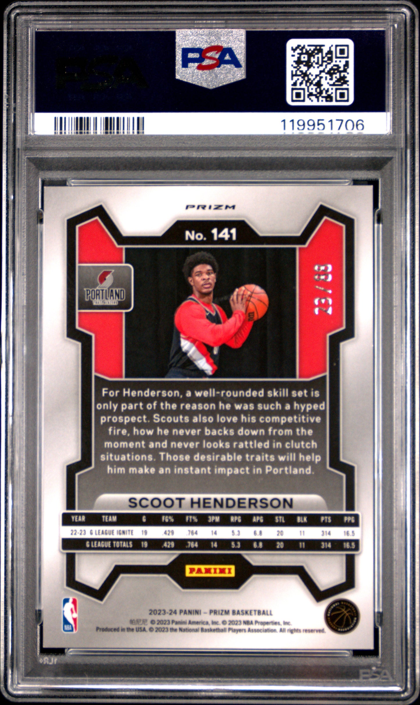 Scoot Henderson 2023 Panini Prizm Rookie #141 Multi Wave Prizm PSA 10 Gem Mint