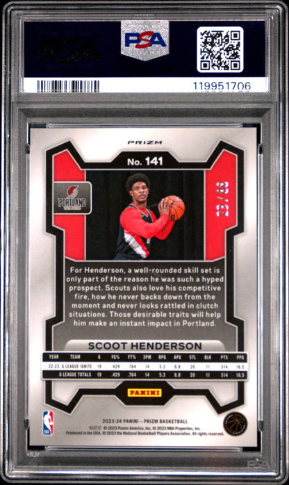 Scoot Henderson 2023 Panini Prizm Rookie #141 Multi Wave Prizm PSA 10 Gem Mint