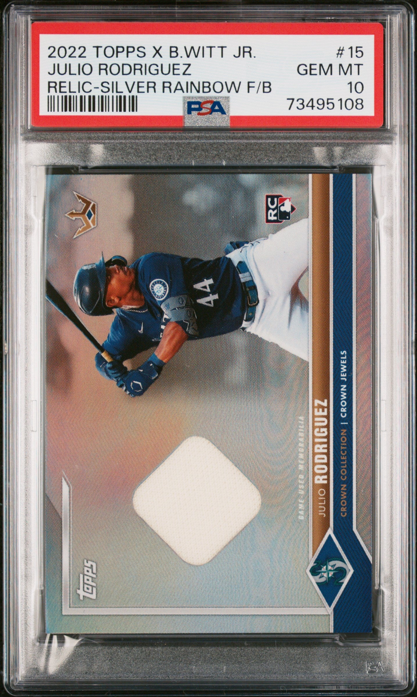 Julio Rodriguez 2022 Topps X Bobby Witt Jr. Jersey #35/99 PSA 10 Gem Mint