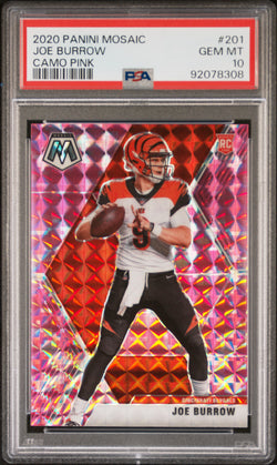 Joe Burrow 2020 Panini Mosaic #201 Camo Pink PSA 10 Gem Mint