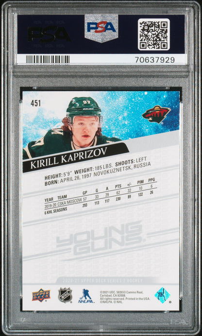 Kirill Kaprizov 2020 Upper Deck Rookie #451 PSA 10 Gem Mint 7929