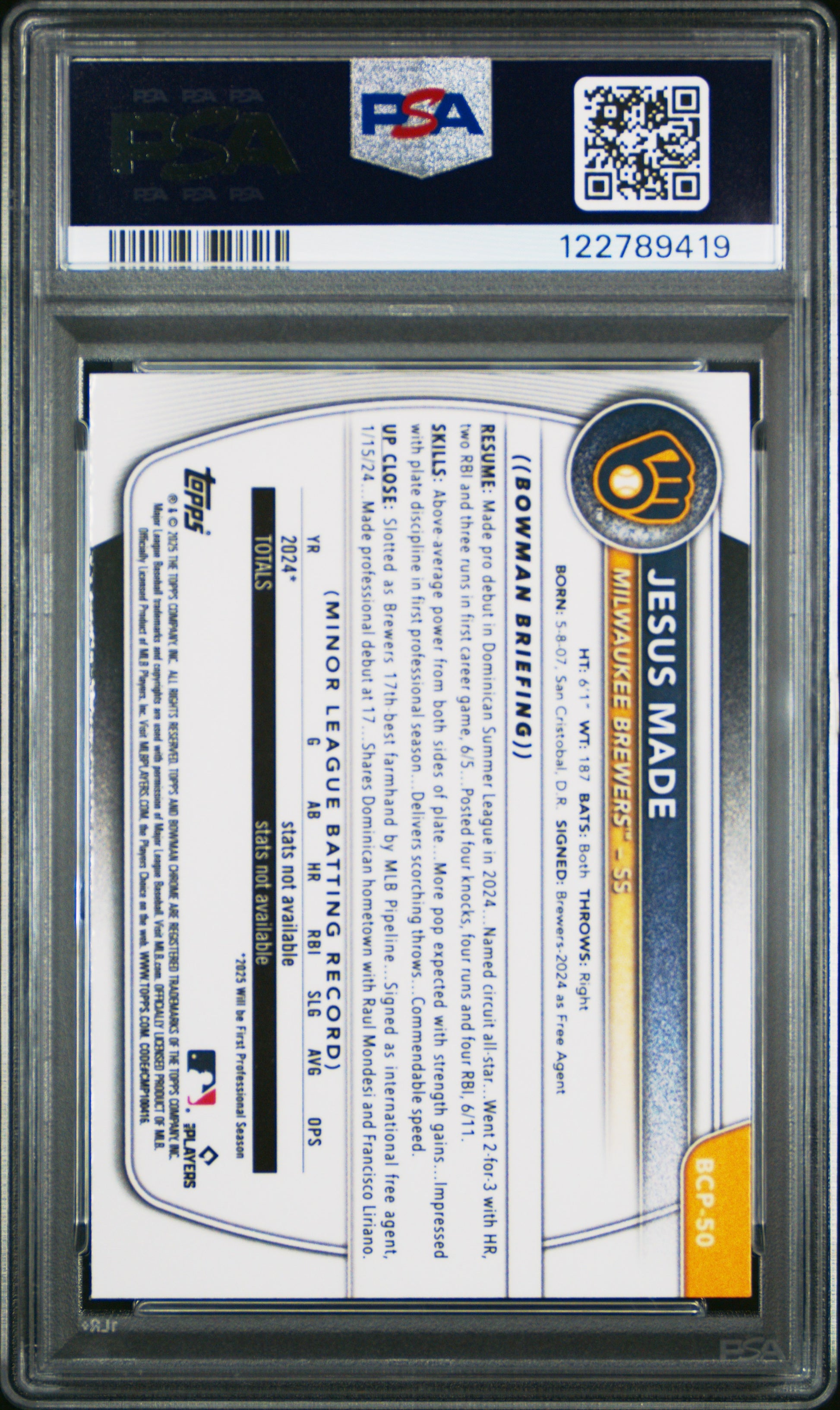Jesus Made 2025 Bowman Chrome Reptilian Refractor PSA 10 Gem Mint