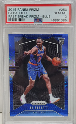 RJ Barrett 2019 Panini Prizm RC Fast Break Prizm Blue #28/175 PSA 10 Gem Mint