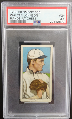 Walter Johnson 1909 T206 Piedmont 350 Hands at Chest PSA 3.5 Very Good+