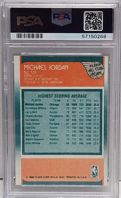 Michael Jordan 1988 Fleer All-Star #120 PSA 8 Nm-Mint 0268