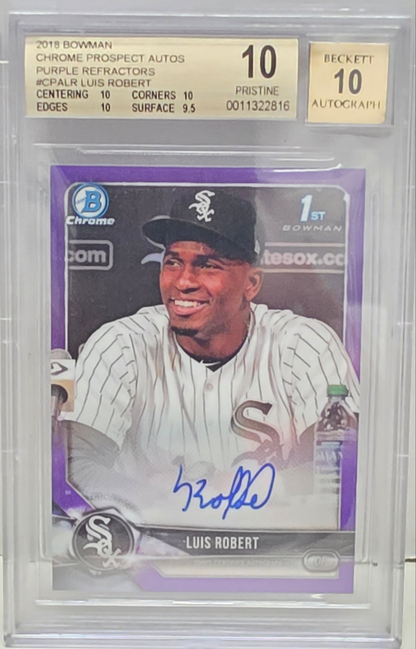 Luis Robert 2018 Bowman Chrome Purple Refractor Auto #43/250 BGS 10 Pristine Auto 10