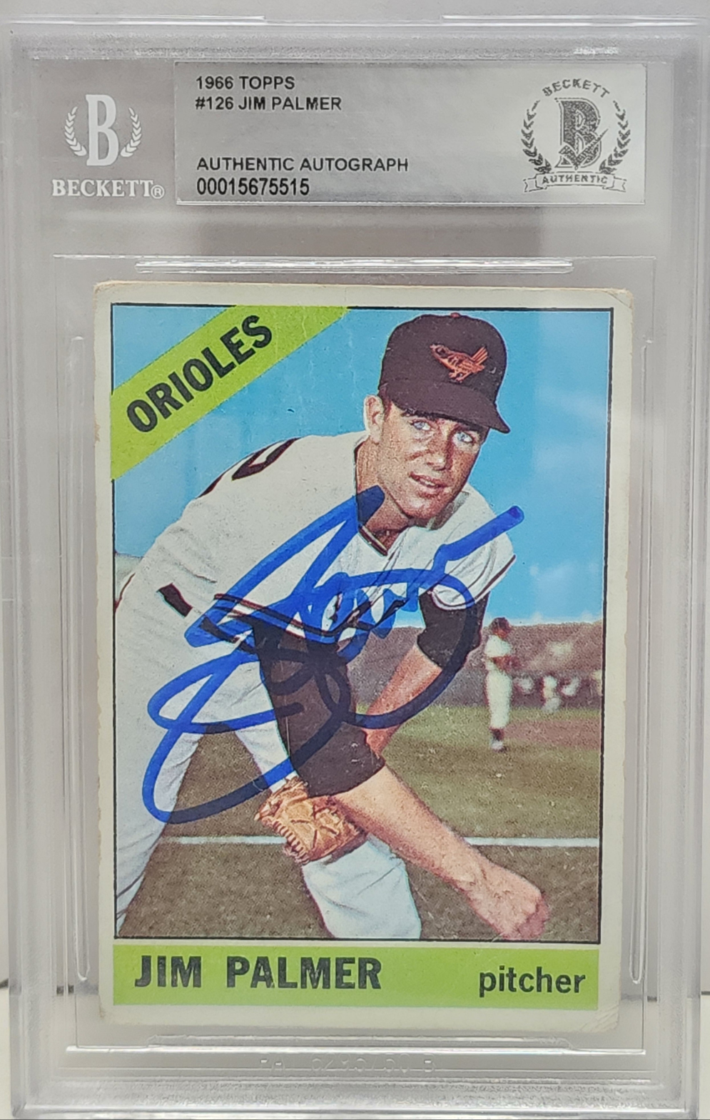 Jim Palmer 1966 Topps #126 Rookie Autograph BGS Auth 5515