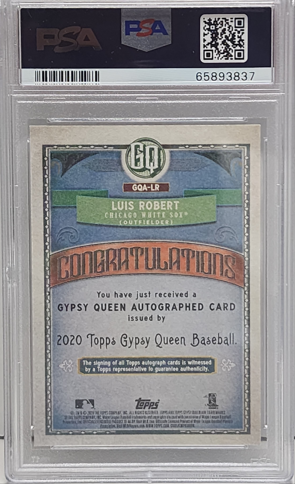 Luis Robert 2020 Topps Gypsy Queen Rookie Auto PSA 10 Auto 10