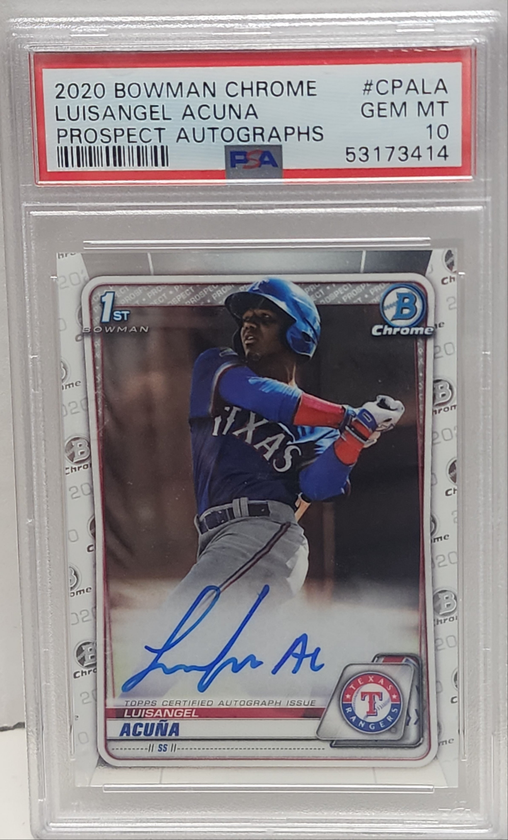 Luisangel Acuna 2020 Bowman Chrome Autograph PSA 10 Gem Mint