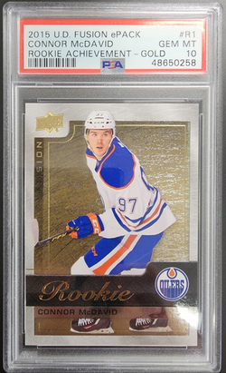 Connor McDavid 2015 Upper Deck Fusion ePack Rookie Achievement Gold PSA 10 Gem Mint